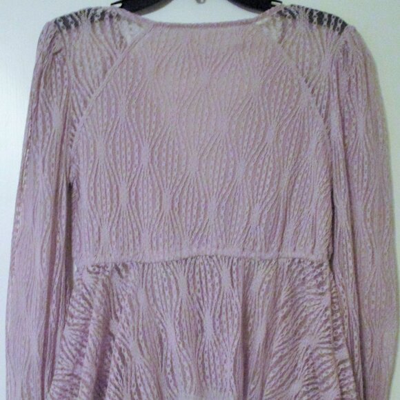 NWOT $128 Free People Luisa Lavender Lace Long Sleeve Babydoll Scalloped Top XS - Picture 5 of 6